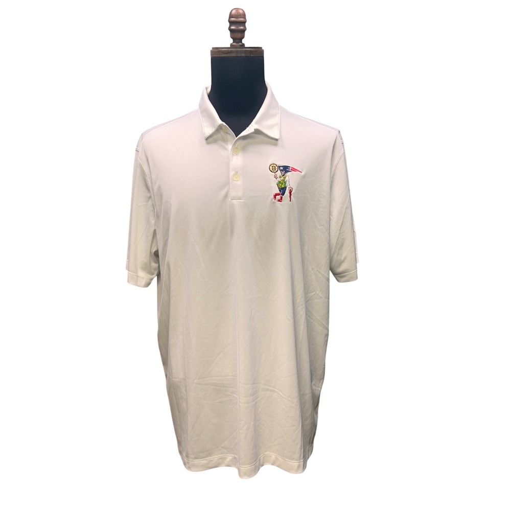 Nike Golf Polo Men XL White New England Patriots Boston Bruins Celtics Mashup